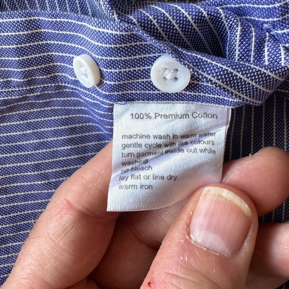 Spier & Mackay‎ Handmade Men's Pinstripe Long Sleeve Button Up Shirt Purple 16.5 - Picture 6 of 13